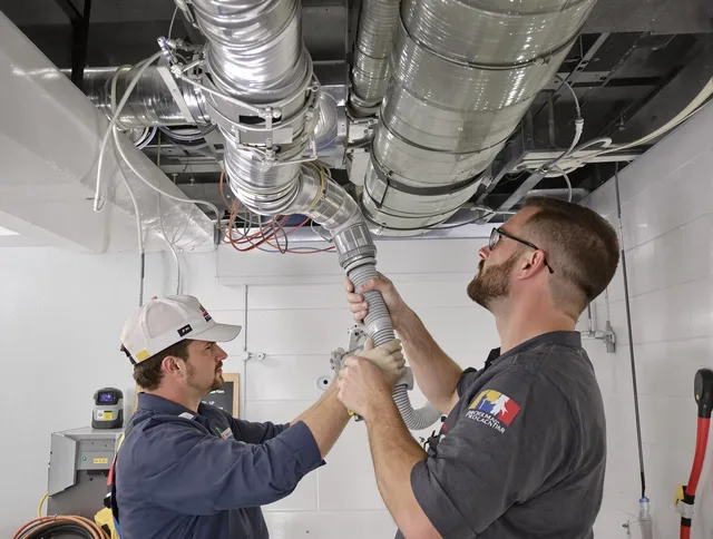 Maynard Air Duct Cleaning technician performing thorough AC duct cleaning in Maynard